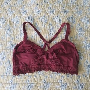 Auden Lovely Maroon And Lace Racerback Bralette Sz 1X